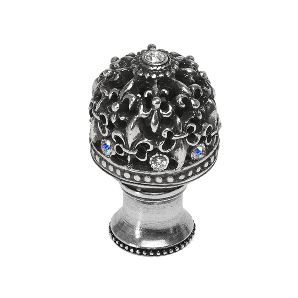 Carpe Diem Hardware - Carpe Diem Hardware 7613B-9Cab Versailles Chalice Medium Round Knob Fleur De Lys Open Basket W/ Swarovski Crystals - Chalice