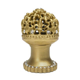 Carpe Diem Hardware - Carpe Diem Hardware 7613H-27C Versailles Soft Gold Medium Round Knob Fleur De Lys Open Basket W/ Swarovski Crystals And Halo Platform - Soft Gold