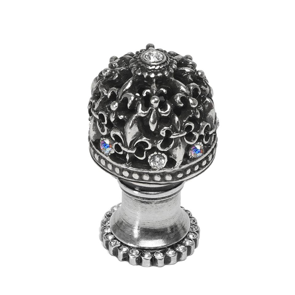 Carpe Diem Hardware - Carpe Diem Hardware 7613H-9Cab Versailles Chalice Medium Round Knob Fleur De Lys Open Basket W/ Swarovski Crystals And Halo Platform - Chalice