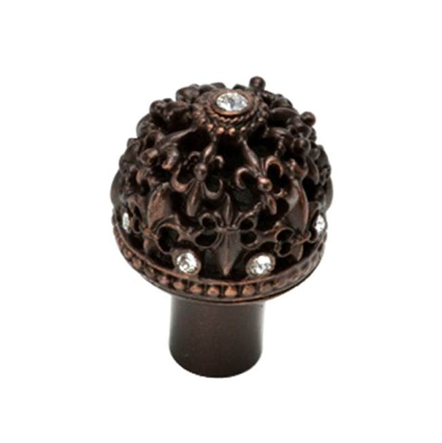 Carpe Diem Hardware - Versailles Medium Round Knob & Large Elongated Back Plate Fleur De Lys Open Basket w/ Swarovski Crystals - Chalice