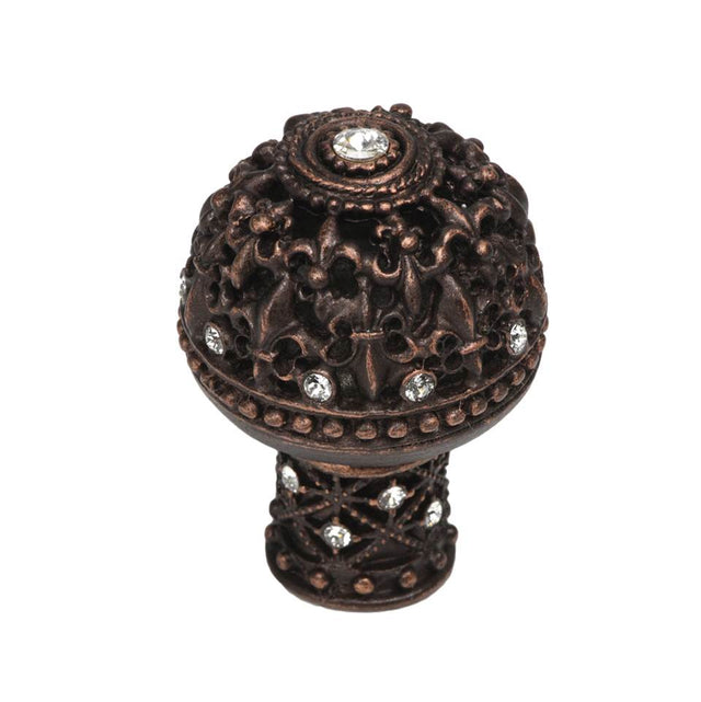 Carpe Diem Hardware - Carpe Diem Hardware 7615-22C Versailles Oil Rub Bronze Large Round Knob Fleur De Lys Open Basket Decorative Column Foot W/ Swarovski Crystals - Oil Rubbed Bronze