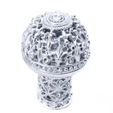 Carpe Diem Hardware - Carpe Diem Hardware 7615-24C Versailles Platinum Large Round Knob Fleur De Lys Open Basket Decorative Column Foot W/ Swarovski Crystals - Platinum