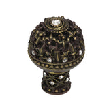 Carpe Diem Hardware - Carpe Diem Hardware 7615-3C Versailles Antique Brass Large Round Knob Fleur De Lys Open Basket Decorative Column Foot W/ Swarovski Crystals - Antique Brass