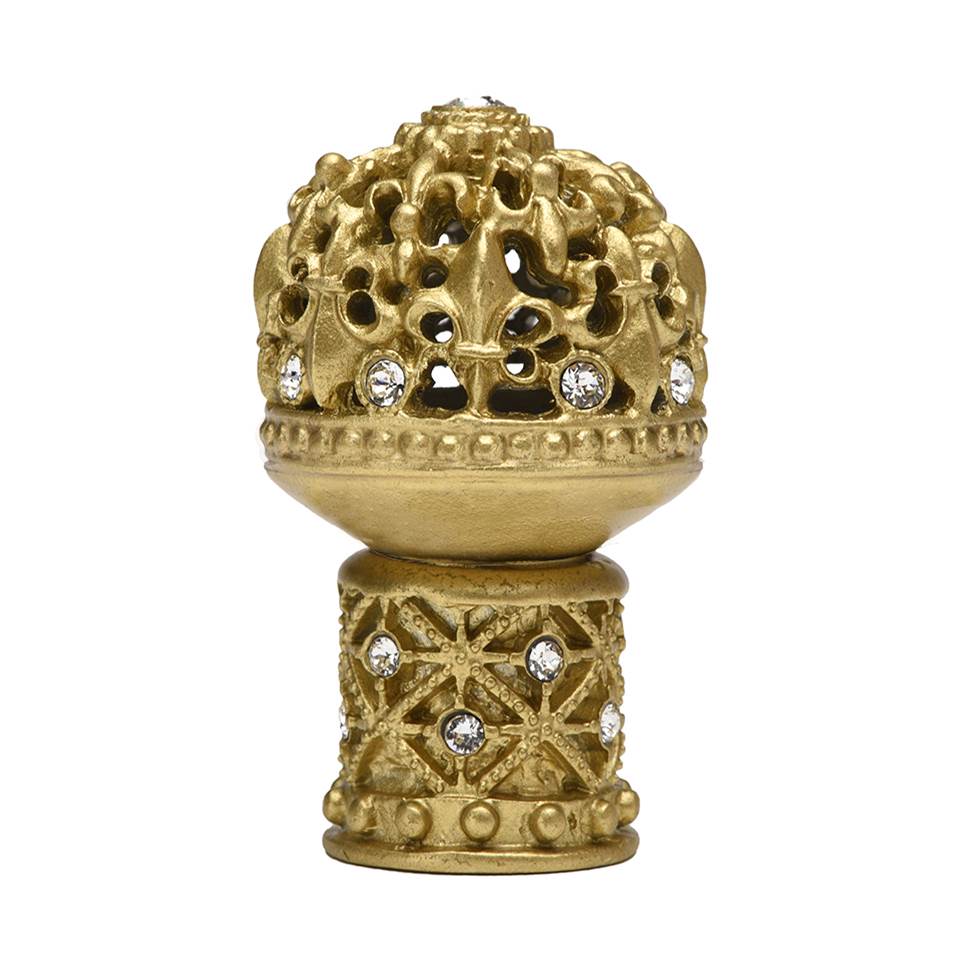 Carpe Diem Hardware - Carpe Diem Hardware 7616-27C Versailles Soft Gold Medium Round Knob Fleur De Lys Open Basket Decorative Column Foot W/ Swarovski Crystals - Soft Gold