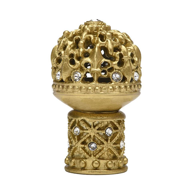 Carpe Diem Hardware - Carpe Diem Hardware 7616-27C Versailles Soft Gold Medium Round Knob Fleur De Lys Open Basket Decorative Column Foot W/ Swarovski Crystals - Soft Gold