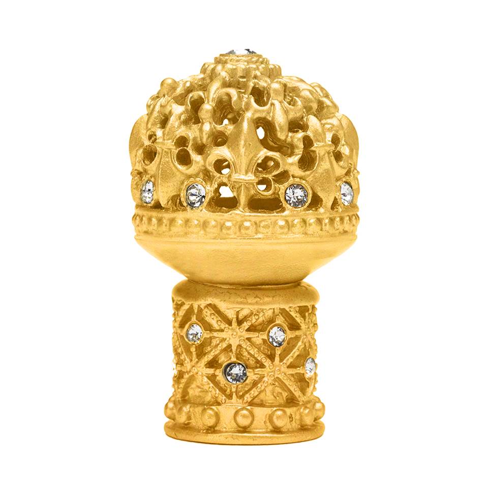 Carpe Diem Hardware - Carpe Diem Hardware 7616-8C Versailles Gilded Mercury Medium Round Knob Fleur De Lys Open Basket Decorative Column Foot W/ Swarovski Crystals - Gilded Mercury