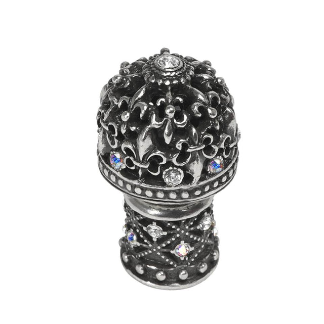 Carpe Diem Hardware - Versailles Medium Round Knob Fleur De Lys Open Basket Decorative Column Foot w/ Swarovski Crystals - Chalice
