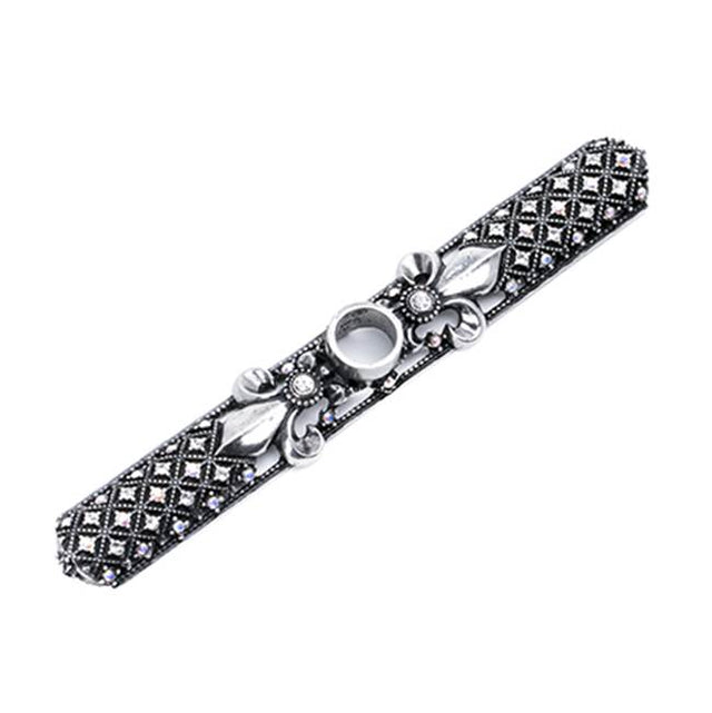 Carpe Diem Hardware - Versailles Large Round Knob & Small Elongated Back Plate Fleur De Lys w/ Swarovski Crystals - Chalice