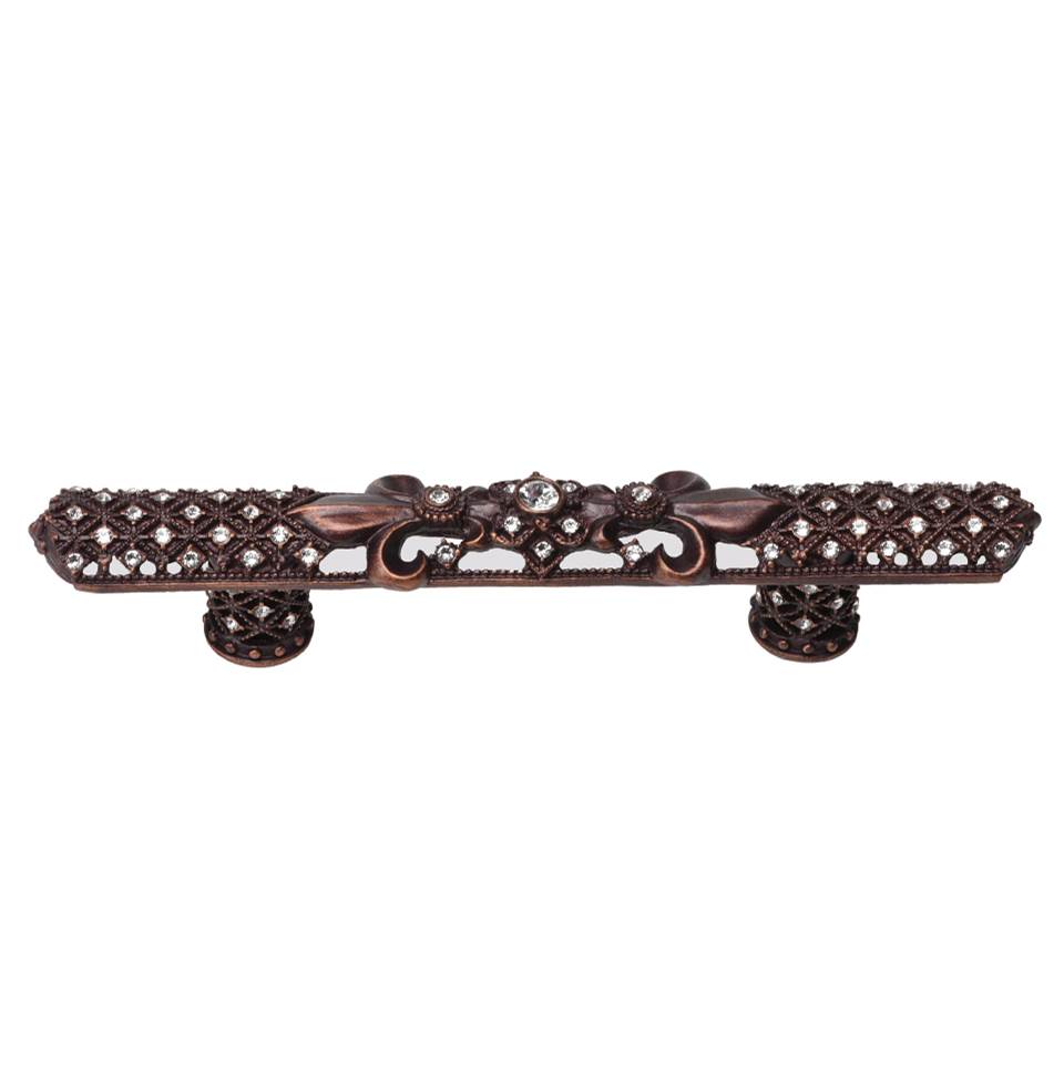 Carpe Diem Hardware - Carpe Diem Hardware 7630-22C Versailles Oil Rub Bronze 4'' O.C. Large Pull Fleur De Lys W/ Swarovski Crystals And Decorative Column Feet - Oil Rubbed Bronze