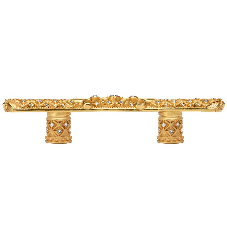 Carpe Diem Hardware - Carpe Diem Hardware 7633-8C Versailles Gilded Mercury 3'' O.C. Small Pull Fleur De Lys W/ Swarovski Crystals And Decorative Column Feet - Gilded Mercury