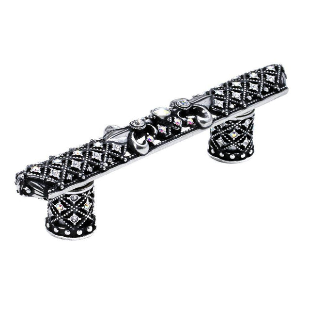 Carpe Diem Hardware - Versailles 3'' O.C. Small Pull Fleur De Lys w/ Swarovski Crystals And Decorative Column Feet - Chalice