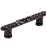 Carpe Diem Hardware - Carpe Diem Hardware 7635-22C Versailles Oil Rub Bronze 4'' O.C. Small Pull Fleur De Lys W/ Swarovski Crystals And Decorative Column Feet - Oil Rubbed Bronze