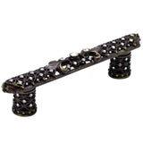 Carpe Diem Hardware - Carpe Diem Hardware 7635-3C Versailles Antique Brass 4'' O.C. Small Pull Fleur De Lys W/ Swarovski Crystals And Decorative Column Feet - Antique Brass