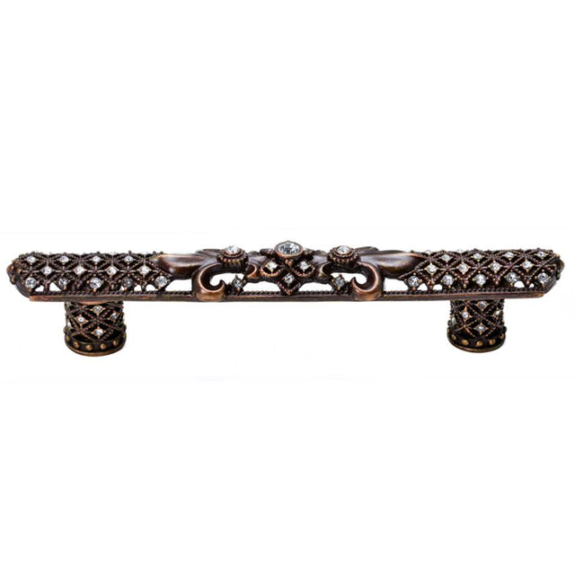 Carpe Diem Hardware - Carpe Diem Hardware 7638-22C Versailles Oil Rub Bronze 5'' O.C. Large Pull Fleur De Lys W/ Swarovski Crystals And Decorative Column Feet - Oil Rubbed Bronze