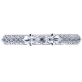 Carpe Diem Hardware - Carpe Diem Hardware 7638-24C Versailles Platinum 5'' O.C. Large Pull Fleur De Lys W/ Swarovski Crystals And Decorative Column Feet - Platinum