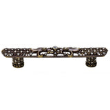 Carpe Diem Hardware - Carpe Diem Hardware 7638-3C Versailles Antique Brass 5'' O.C. Large Pull Fleur De Lys W/ Swarovski Crystals And Decorative Column Feet - Antique Brass
