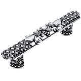 Carpe Diem Hardware - Carpe Diem Hardware 7638-9Cab Versailles Chalice 5'' O.C. Large Pull Fleur De Lys W/ Swarovski Crystals And Decorative Column Feet - Chalice