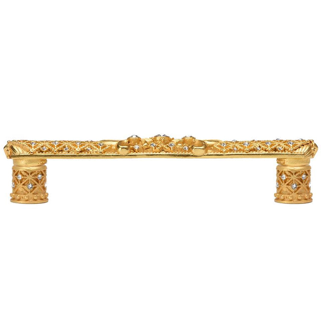 Carpe Diem Hardware - Carpe Diem Hardware 7640-8C Versailles Gilded Mercury 6'' O.C. Large Pull Fleur De Lys W/ Swarovski Crystals And Decorative Column Feet - Gilded Mercury