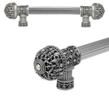 Carpe Diem Hardware - Carpe Diem Hardware 7646R-11Ab Versailles Satin Fleur De Lys 6'' O.C. Approx Long Pull Large Finial W/ Swarovski Crystals W/ 5/8'' Reeded Center - Satin