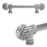 Carpe Diem Hardware - Carpe Diem Hardware 7646R-23Ab Versailles Chrysalis Fleur De Lys 6'' O.C. Approx Long Pull Large Finial W/ Swarovski Crystals W/ 5/8'' Reeded Center - Chrysalis