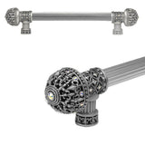 Carpe Diem Hardware - Carpe Diem Hardware 7647R-11Ab Versailles Satin Fleur De Lys 9'' O.C. Approx Long Pull Large Finial W/ Swarovski Crystals W/ 5/8'' Reeded Center - Satin