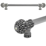 Carpe Diem Hardware - Carpe Diem Hardware 7649R-11Ab Versailles Satin Fleur De Lys 18'' O.C. Approx Long Pull Large Finial W/ Swarovski Crystals W/ 5/8'' Reeded Center - Satin
