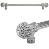 Carpe Diem Hardware - Carpe Diem Hardware 7649R-23Ab Versailles Chrysalis Fleur De Lys 18'' O.C. Approx Long Pull Large Finial W/ Swarovski Crystals W/ 5/8'' Reeded Center - Chrysalis