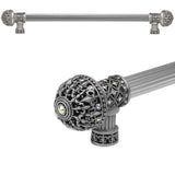 Carpe Diem Hardware - Carpe Diem Hardware 7650R-11Ab Versailles Satin Fleur De Lys 22'' O.C. Approx Long Pull Large Finial W/ Swarovski Crystals W/ 5/8'' Reeded Center - Satin