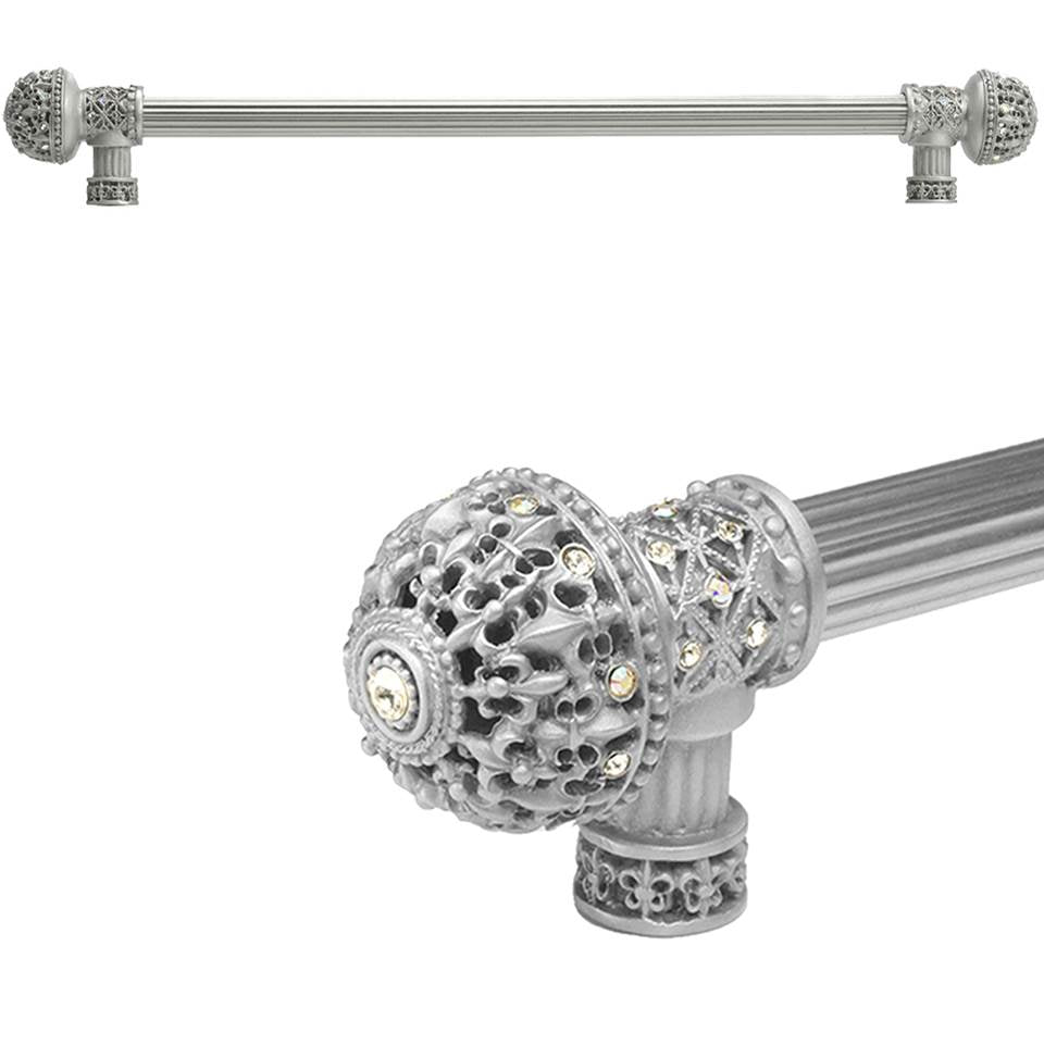 Carpe Diem Hardware - Carpe Diem Hardware 7650R-23Ab Versailles Chrysalis Fleur De Lys 22'' O.C. Approx Long Pull Large Finial W/ Swarovski Crystals W/ 5/8'' Reeded Center - Chrysalis