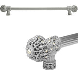 Carpe Diem Hardware - Carpe Diem Hardware 7650R-23Ab Versailles Chrysalis Fleur De Lys 22'' O.C. Approx Long Pull Large Finial W/ Swarovski Crystals W/ 5/8'' Reeded Center - Chrysalis