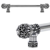 Carpe Diem Hardware - Carpe Diem Hardware 7654-9C Versailles Chalice Fleur De Lys 9'' O.C. Approx Long Pull Small Finial W/ Swarovski Crystals W/ 5/8'' Smooth Center - Chalice