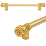 Carpe Diem Hardware - Carpe Diem Hardware 7655-8C Versailles Gilded Mercury Fleur De Lys 12'' O.C. Approx Long Pull Small Finial W/ Swarovski Crystals W/ 5/8'' Smooth Center - Gilded Mercury