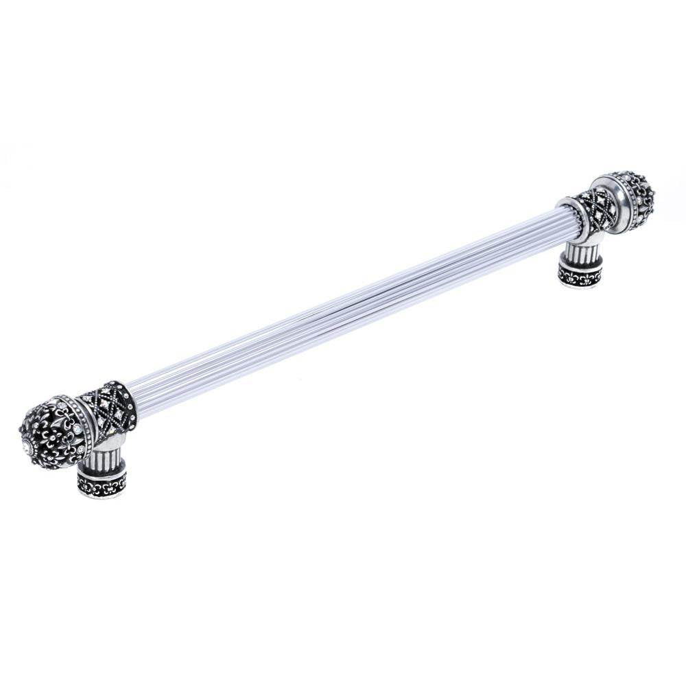 Carpe Diem Hardware - Versailles Fleur De Lys 12'' O.C. Approx Long Pull Small Finial w/ Swarovski Crystals w/ 5/8'' Smooth Center - Chalice