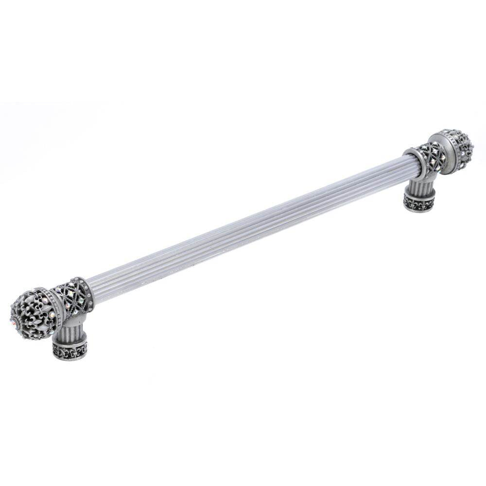 Carpe Diem Hardware - Versailles Fleur De Lys 18'' O.C Approx Long Pull Small Finial w/ Swarovski Crystals w/ 5/8'' Smooth Center - Chalice