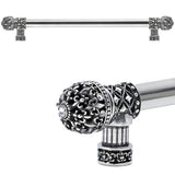 Carpe Diem Hardware - Carpe Diem Hardware 7656-9C Versailles Chalice Fleur De Lys 18'' O.C. Approx Long Pull Small Finial W/ Swarovski Crystals W/ 5/8'' Smooth Center - Chalice