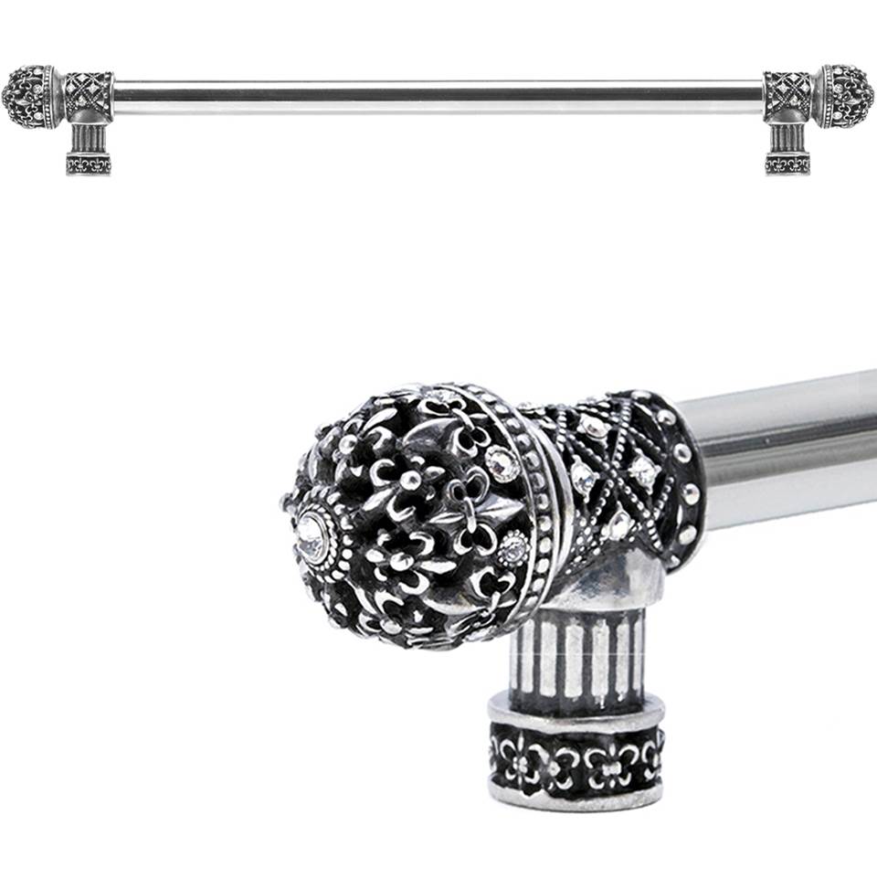 Carpe Diem Hardware - Carpe Diem Hardware 7657-9C Versailles Chalice Fleur De Lys 22'' O.C. Approx Long Pull Small Finial W/ Swarovski Crystals W/ 5/8'' Smooth Center - Chalice