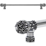 Carpe Diem Hardware - Carpe Diem Hardware 7657-9C Versailles Chalice Fleur De Lys 22'' O.C. Approx Long Pull Small Finial W/ Swarovski Crystals W/ 5/8'' Smooth Center - Chalice
