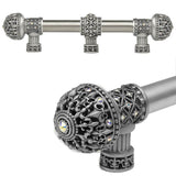 Carpe Diem Hardware - Carpe Diem Hardware 7660-11Ab Versailles Satin Fleur De Lys 6'' O.C. Approx Long Pull Large Finial W/ Swarovski Crystals W/ 5/8'' Smooth Center W/ Center Brace - Satin