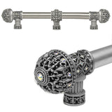 Carpe Diem Hardware - Carpe Diem Hardware 7661-11Ab Versailles Satin Fleur De Lys 9'' O.C. Approx Long Pull Large Finial W/ Swarovski Crystals W/ 5/8'' Smooth Center W/ Center Brace - Satin