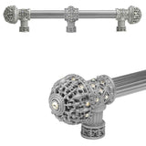 Carpe Diem Hardware - Carpe Diem Hardware 7661-23Ab Versailles Chrysalis Fleur De Lys 9'' O.C. Approx Long Pull Large Finial W/ Swarovski Crystals W/ 5/8'' Smooth Center W/ Center Brace - Chrysalis