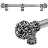 Carpe Diem Hardware - Carpe Diem Hardware 7662-11Ab Versailles Satin Fleur De Lys 12'' O.C. Approx Long Pull Large Finial W/ Swarovski Crystals W/ 5/8'' Smooth Center W/ Center Brace - Satin
