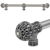 Carpe Diem Hardware - Carpe Diem Hardware 7663-11Ab Versailles Satin Fleur De Lys 18'' O.C. Approx Long Pull Large Finial W/ Swarovski Crystals W/ 5/8'' Smooth Center W/ Center Brace - Satin