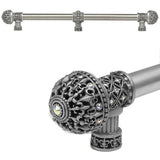 Carpe Diem Hardware - Carpe Diem Hardware 7664-11Ab Versailles Satin Fleur De Lys 22'' O.C. Approx Long Pull Large Finial W/ Swarovski Crystals W/ 5/8'' Smooth Center W/ Center Brace - Satin