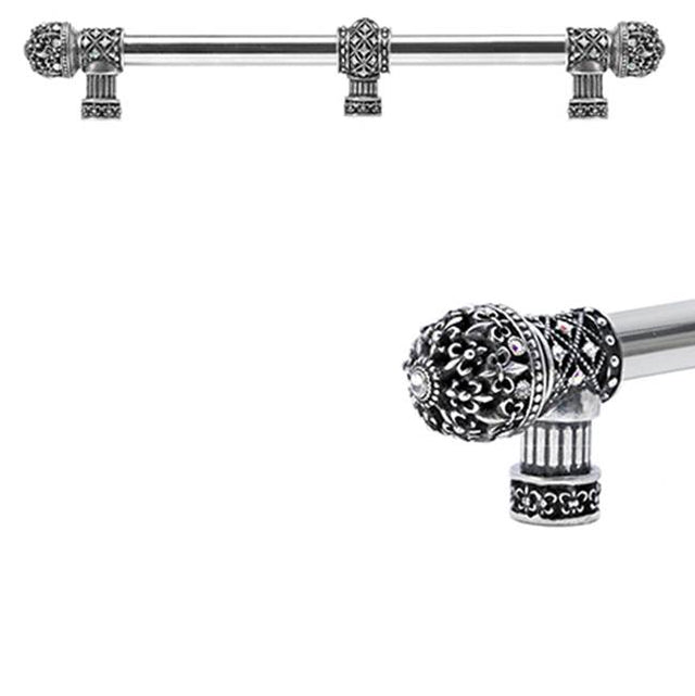 Carpe Diem Hardware - Versailles Fleur De Lys 22'' O.C. Approx Long Pull Small Finial w/ Swarovski Crystals w/ 5/8'' Reeded Center w/ Center Brace - Chalice