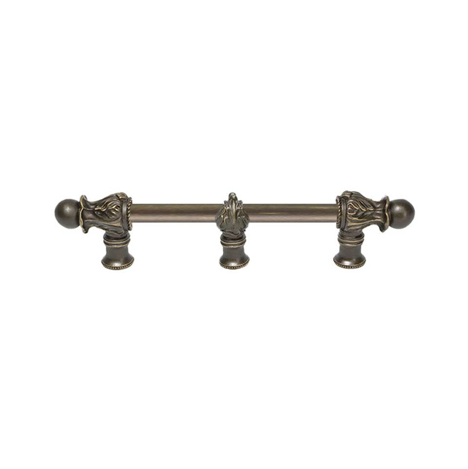 Carpe Diem Hardware - Acanthus 6'' O.C. (Approx.) With 1/2'' Round Smooth Bar Romanesque Style With Center Brace - Antique Brass