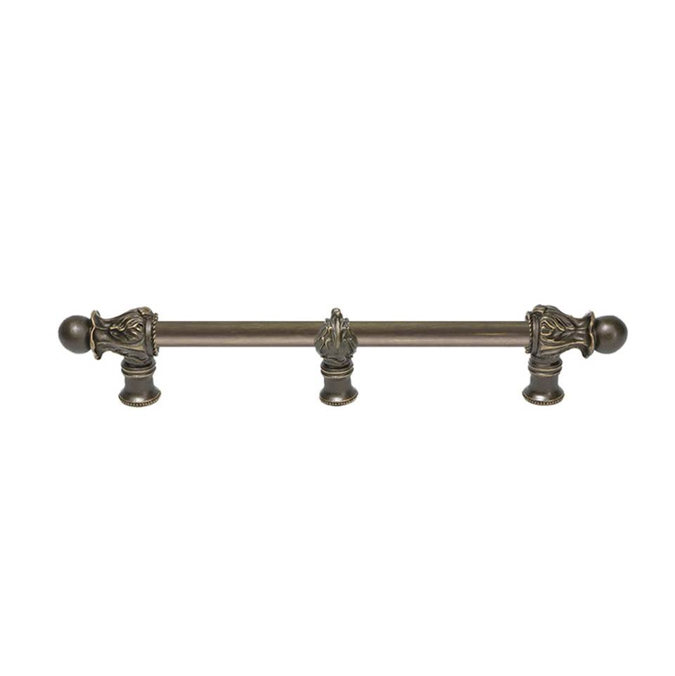 Carpe Diem Hardware - Acanthus 9'' O.C. (Approx.) With 1/2'' Round Smooth Bar Romanesque Style With Center Brace - Antique Brass