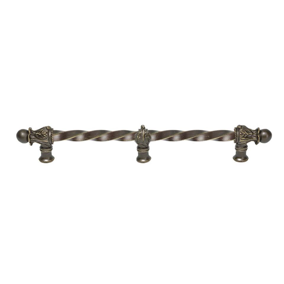 Carpe Diem Hardware - Acanthus 12'' O.C. (Approx.) With 3/8'' Twist Bar Romanesque Style With Center Brace - Antique Brass