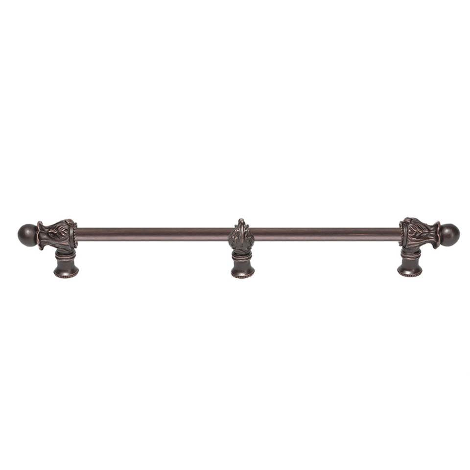 Carpe Diem Hardware - Acanthus 18'' O.C. {Approx.} w/ 1/2'' Round Smooth Bar Romanesque Style w/ Center Brace - Gilded Mercury