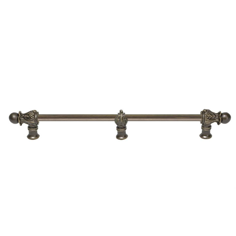 Carpe Diem Hardware - Acanthus 18'' O.C. (Approx.) With 1/2'' Round Smooth Bar Romanesque Style With Center Brace - Antique Brass