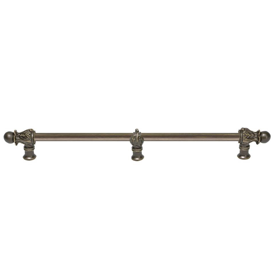 Carpe Diem Hardware - Acanthus 22'' O.C. (Approx.) With 1/2'' Round Smooth Bar Romanesque Style With Center Brace - Antique Brass